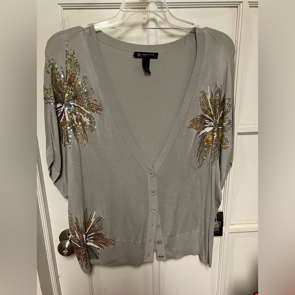 INC Cardigan With Sequin Fireworks-NWT 3x